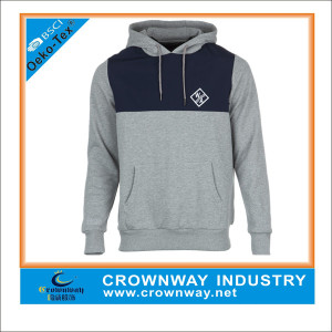 Cotton Fleece Mens Pullover Hoodies in Gray Color