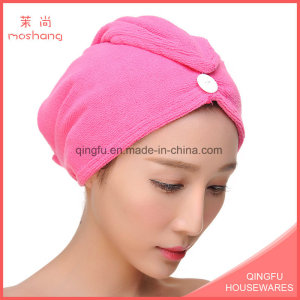 Quality Microfiber Hair-Drying Cap/Towel with Button
